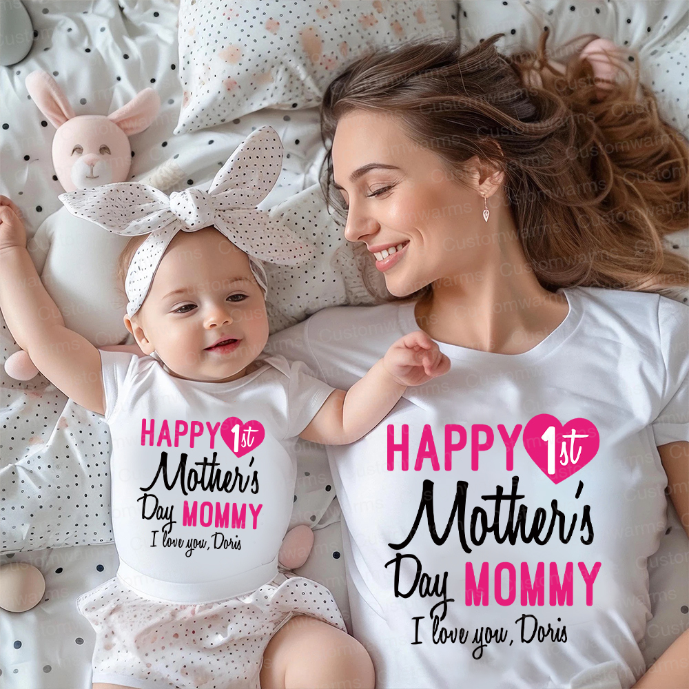 Personalized First Mother's Day Mommy and Baby Outfit | CWFamily56
