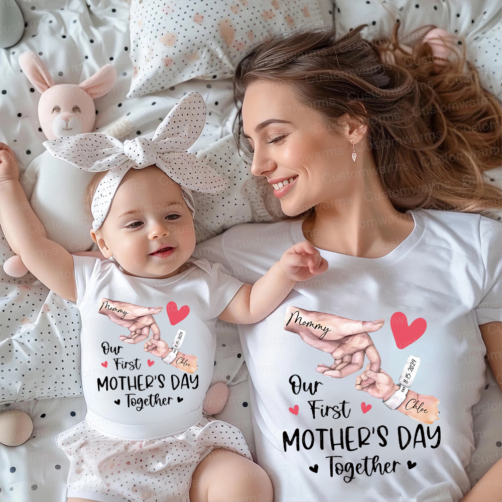 Personalized First Mother's Day Mommy and Baby Outfit | CWFamily57