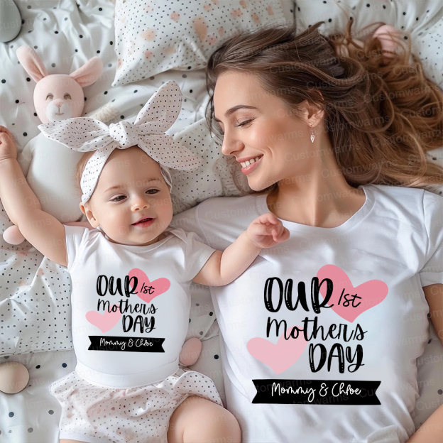 Personalized First Mother's Day Mommy and Baby Outfit | CWFamily58