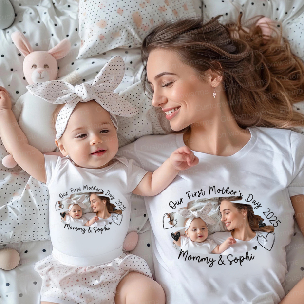 Personalized First Mother's Day Mommy and Baby Outfit | CWFamily60