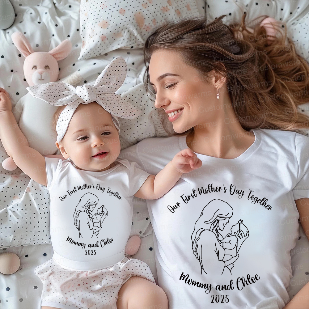 Personalized First Mother's Day Mommy and Baby Outfit | CWFamily61
