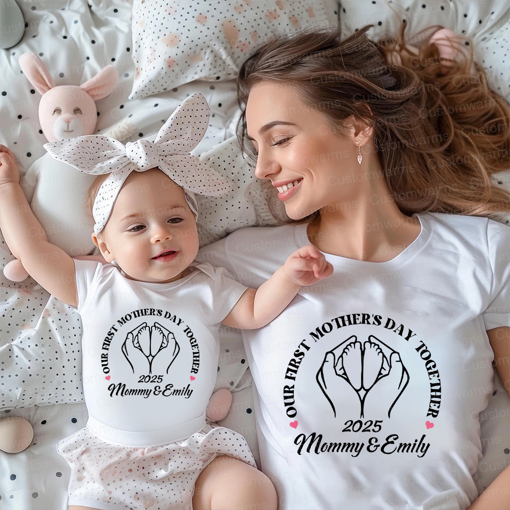 Personalized First Mother's Day Mommy and Baby Outfit | CWFamily63