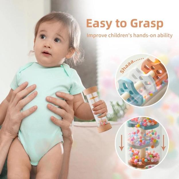 Personalized Baby Wood Rattle Sensory Toy | CWToy135