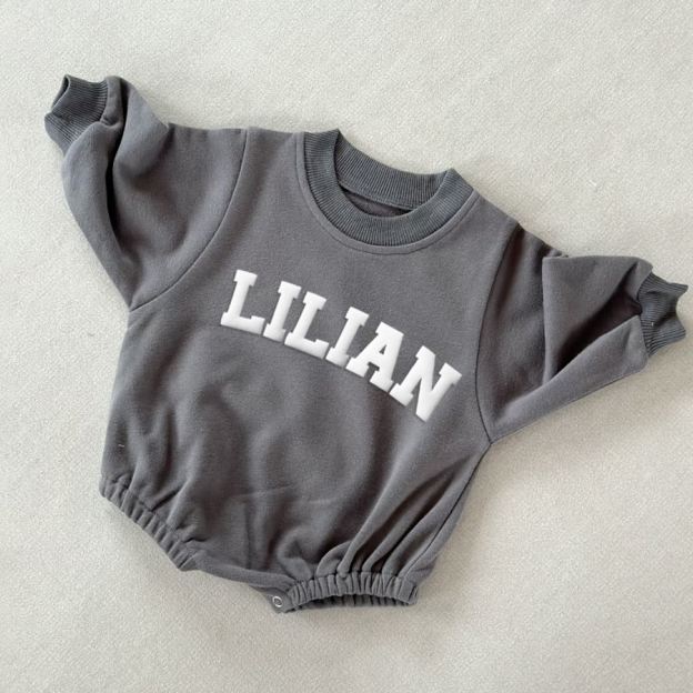 Personalized Puff Name Baby Color Sweatshirt Bodysuit | CWBaby90