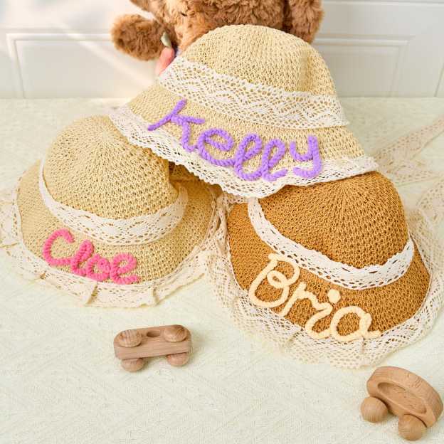 Personalized Summer Hand Embroidered Straw Hat | CWBeach202