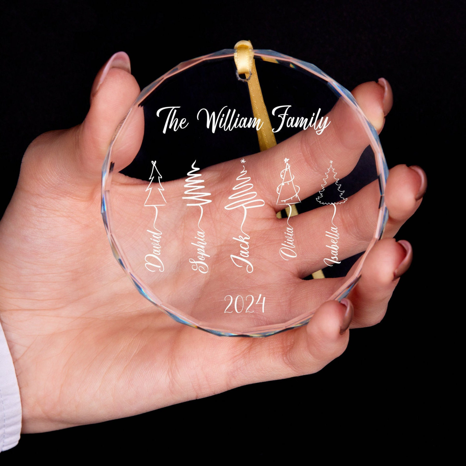 Personalized Glass Family Christmas Ornaments | CWGlass15