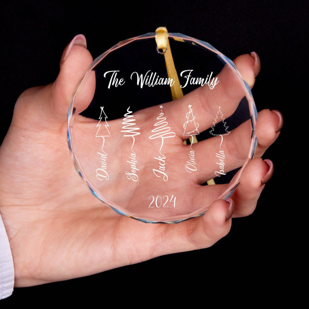 Personalized Glass Family Christmas Ornaments | CWGlass15