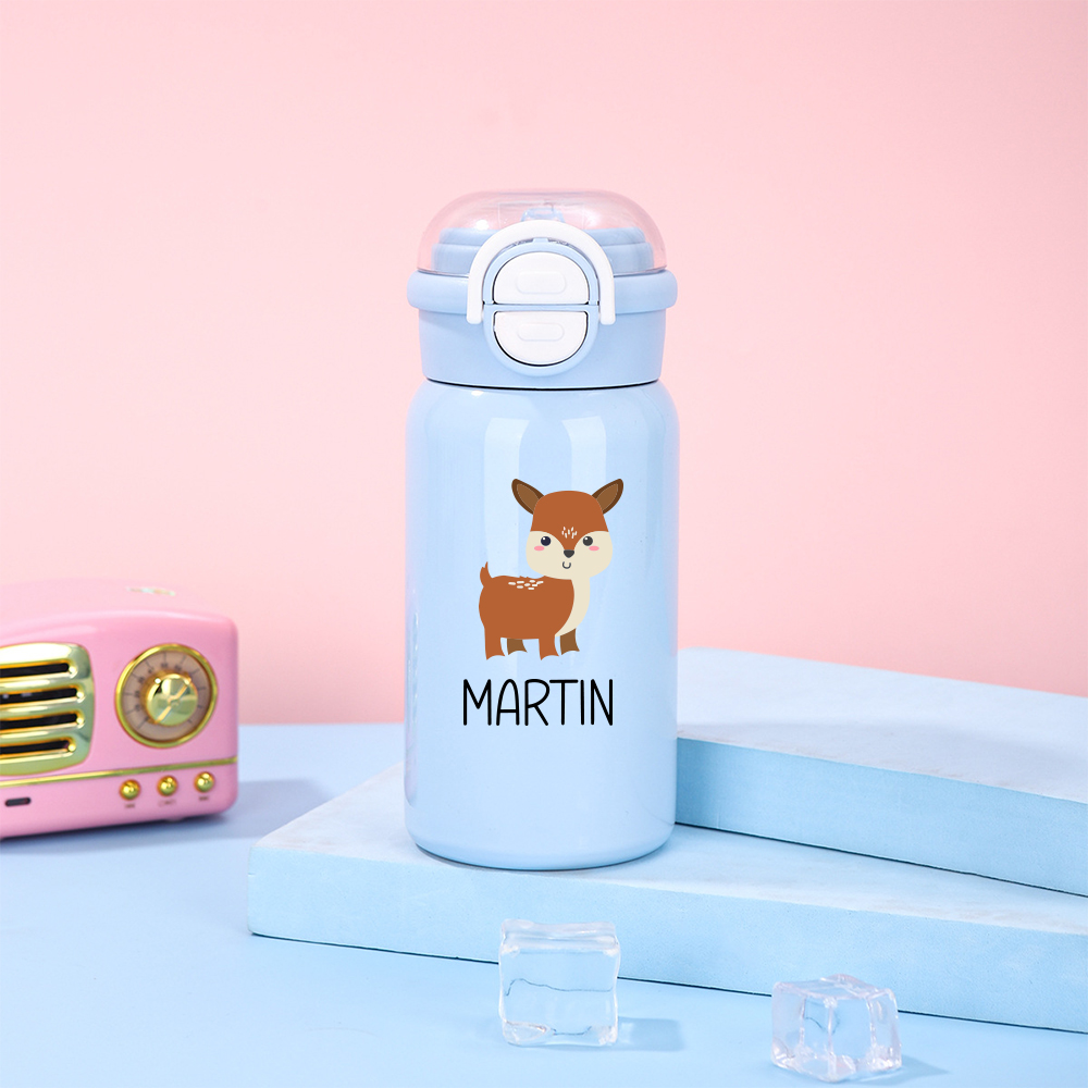 Personalized 17 oz Kids Stainless Steel Water Bottle with Straw | CWBottle02