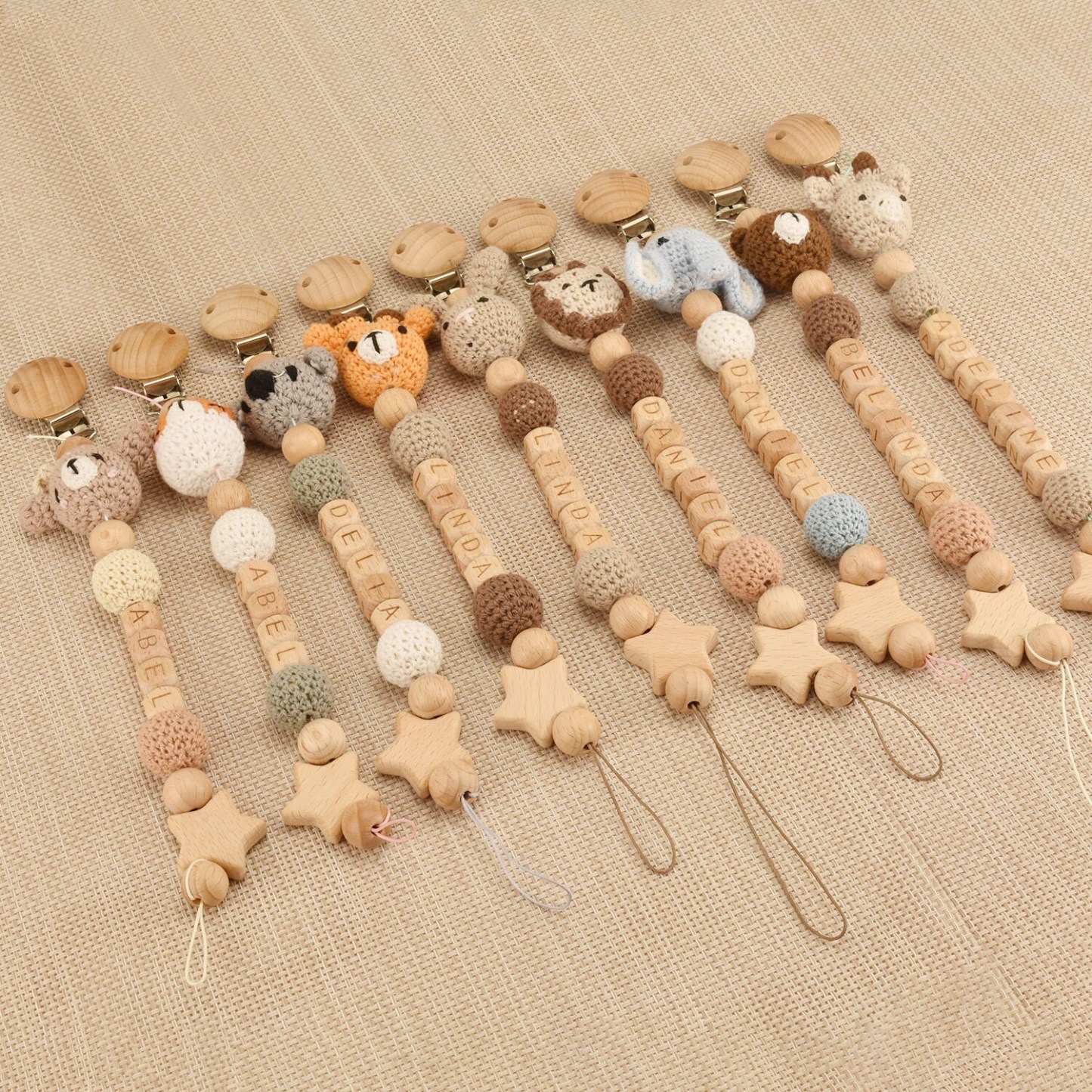 Personalized Baby Pacifier Crocheted Animal Clip | CWToy148