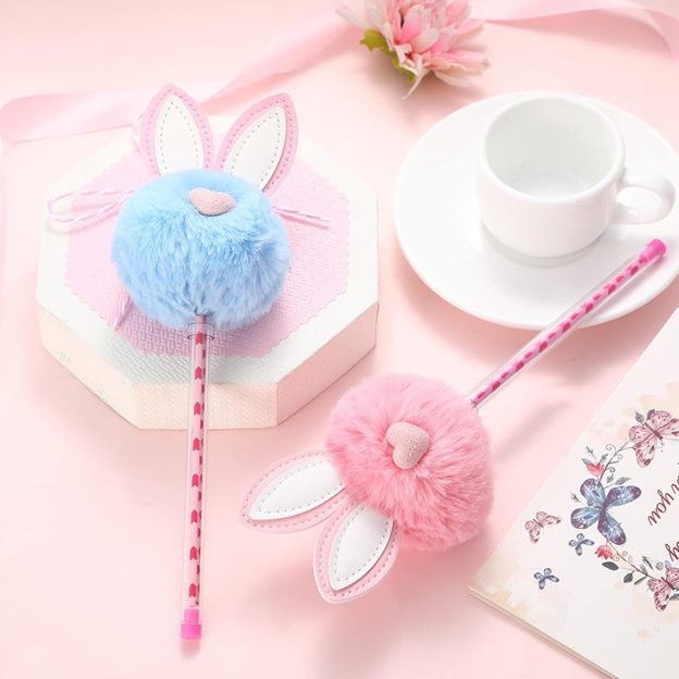 Personalized Easter Basket Bunny Notebook and PomPom Pen Set | CWToy110