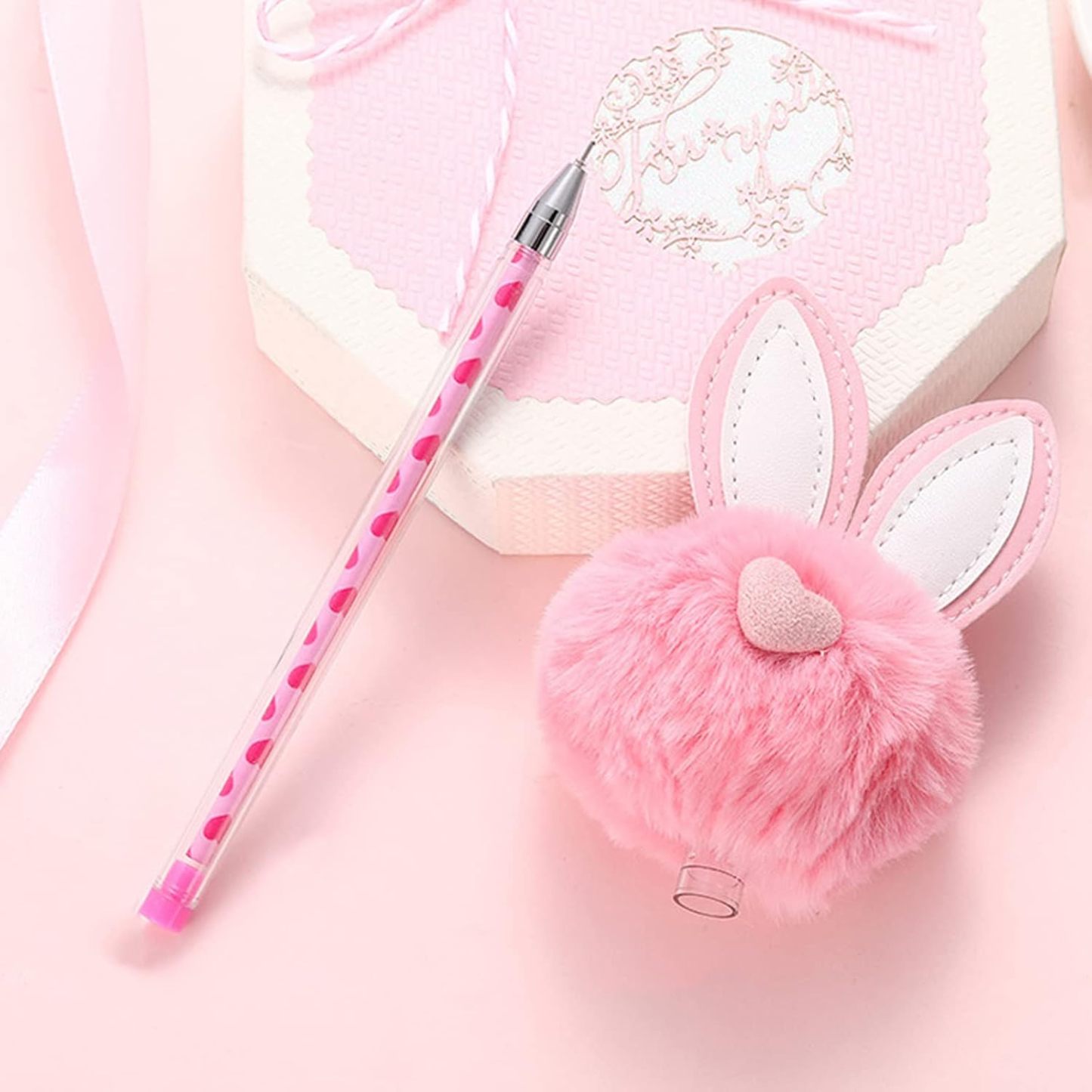 Personalized Easter Basket Bunny Notebook and PomPom Pen Set | CWToy110