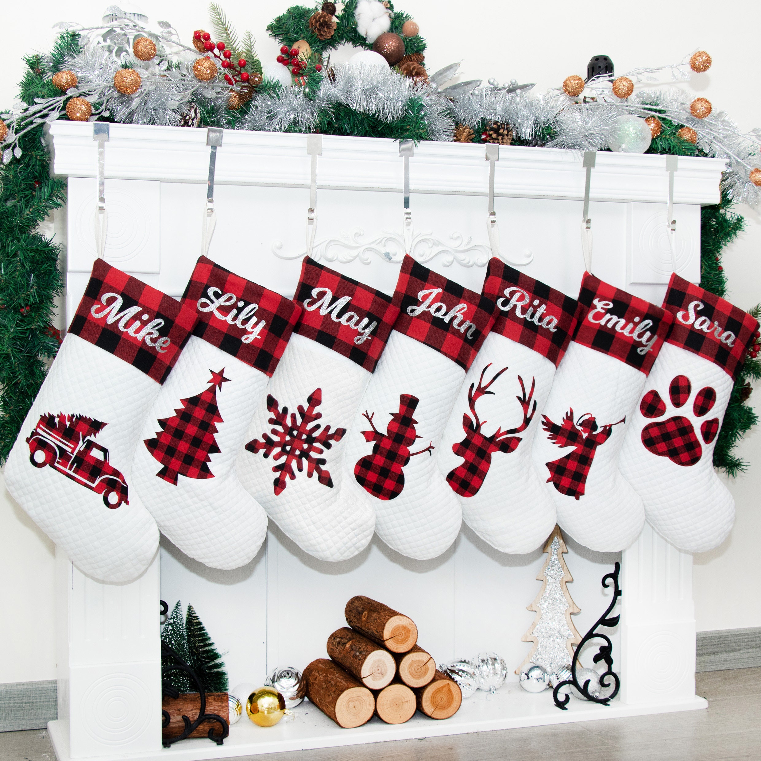 Personalized Buffalo Plaid Christmas Stocking | MCGift58