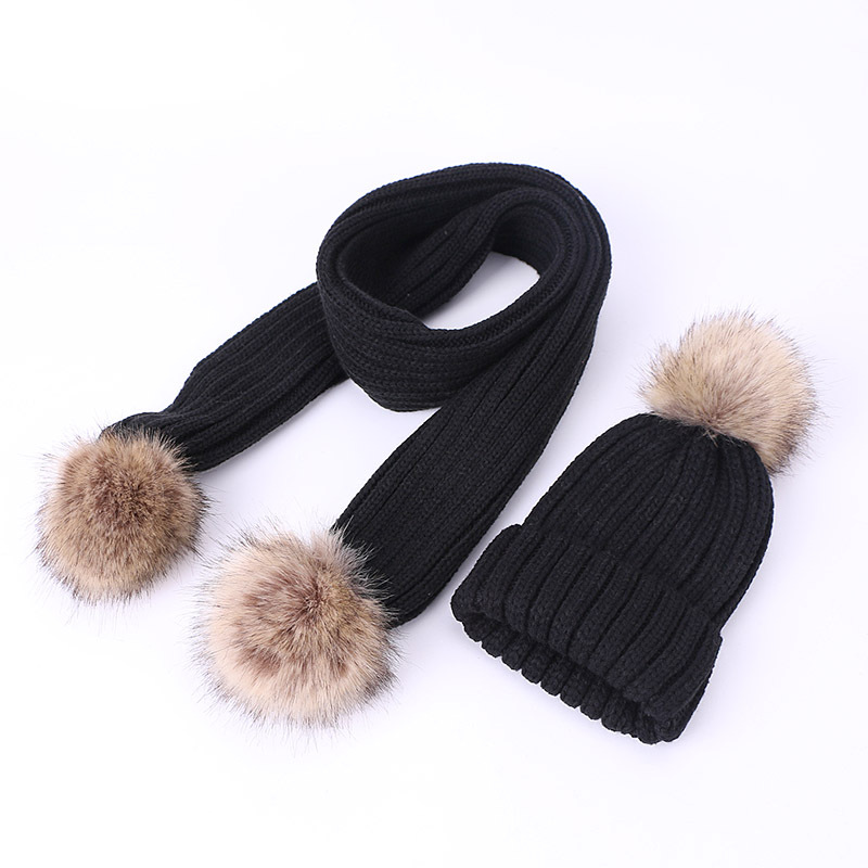 Personalized Embroidery Kid Pom Pom Hat With Scarf | HSKid48