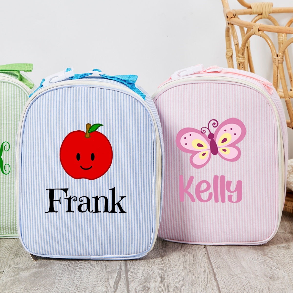 Personalized Cute Pattern Kids Seersucker Lunch Bag