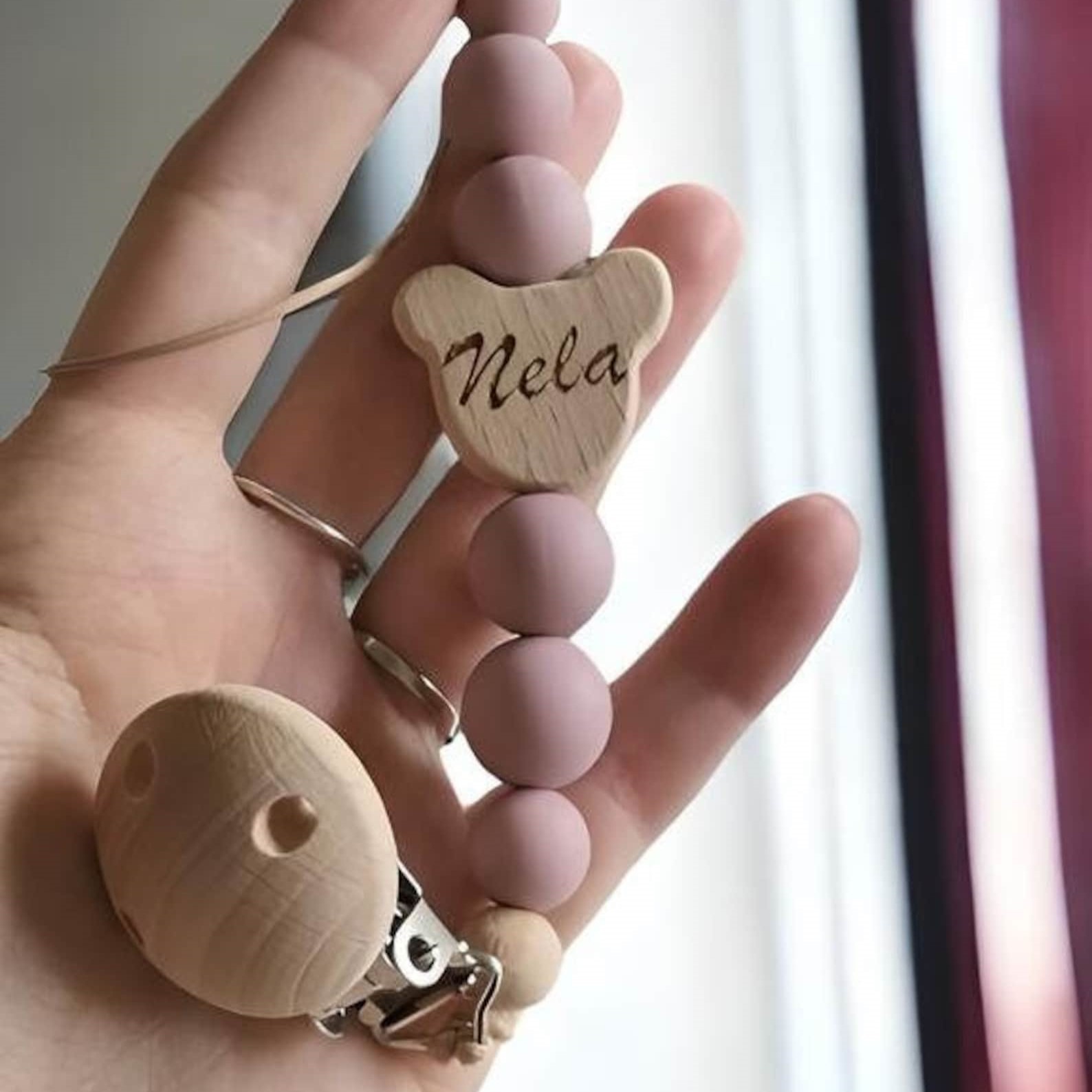 Personalized Baby Pacifier Color Bead Clip | CWBaby63