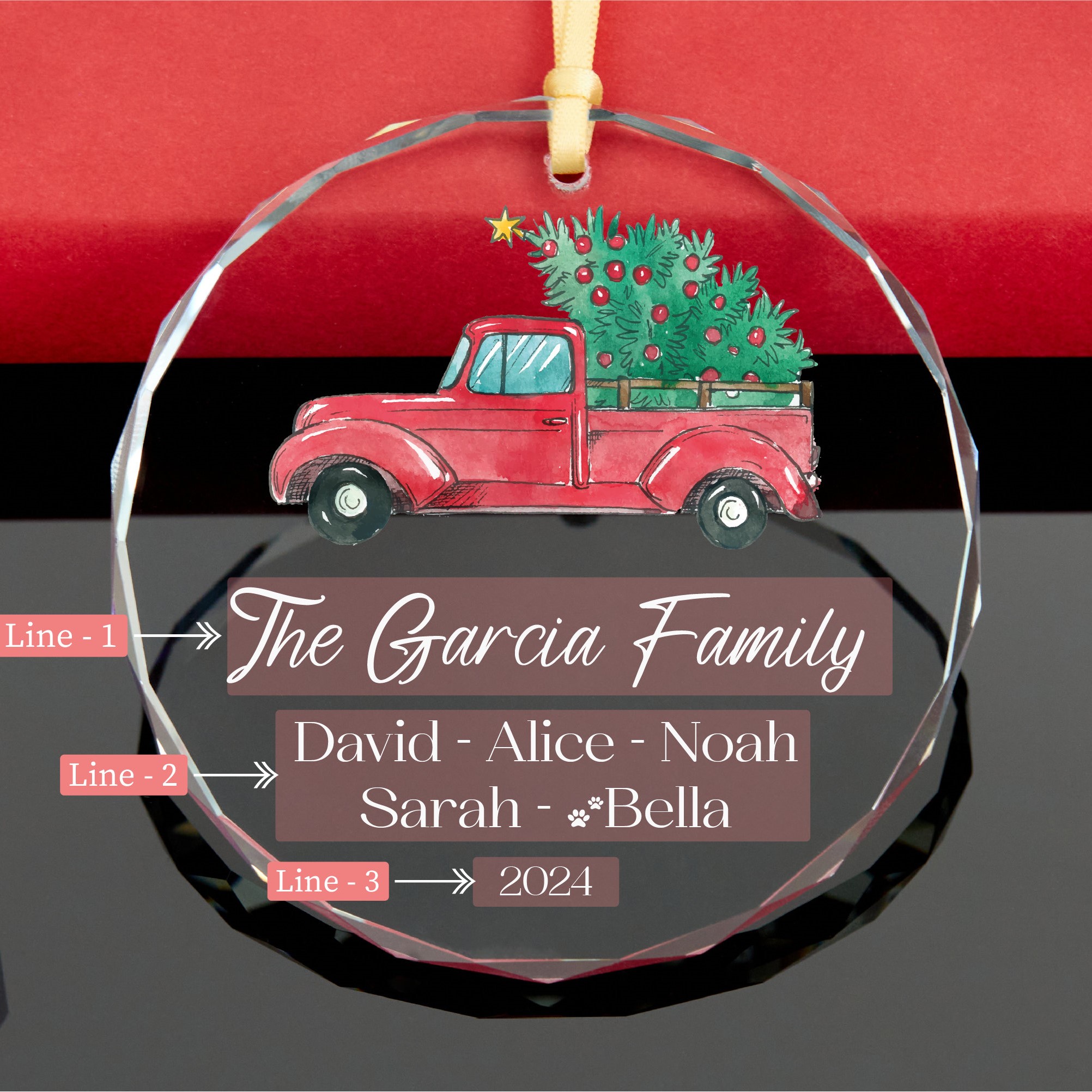 Personalized Glass Family Christmas Ornaments | CWGlass17