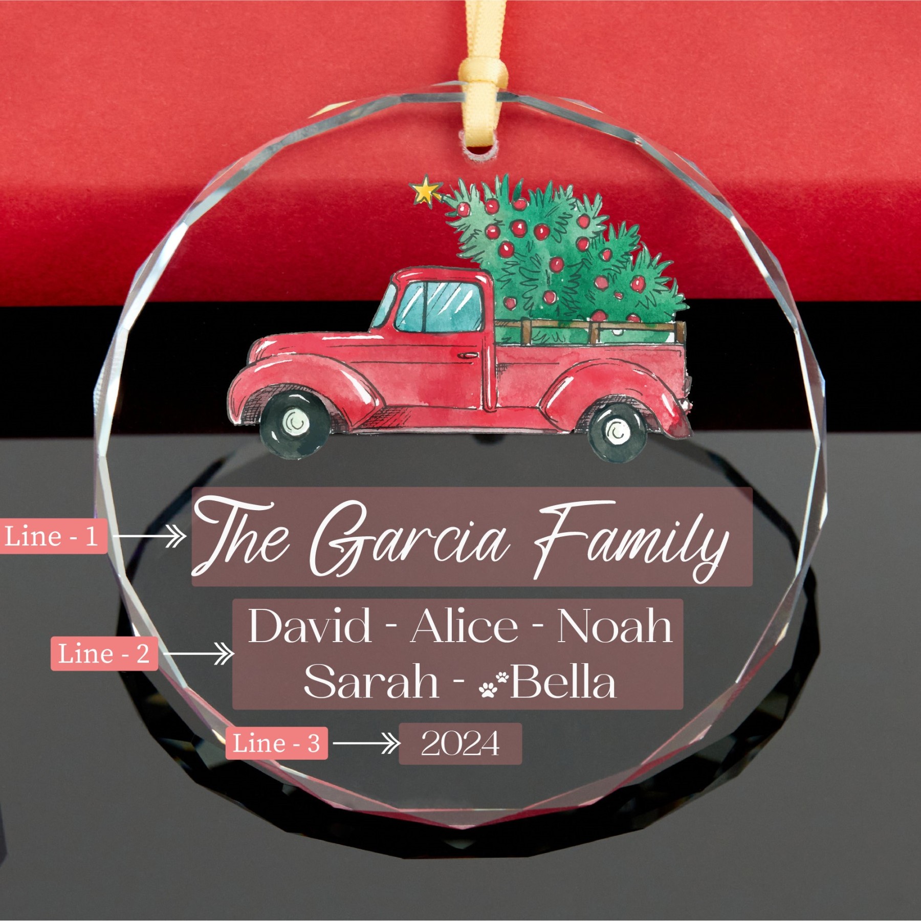 Personalized Glass Family Christmas Ornaments | CWGlass17