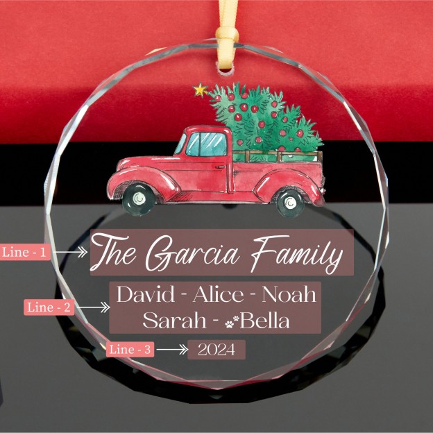 Personalized Glass Family Christmas Ornaments | CWGlass17