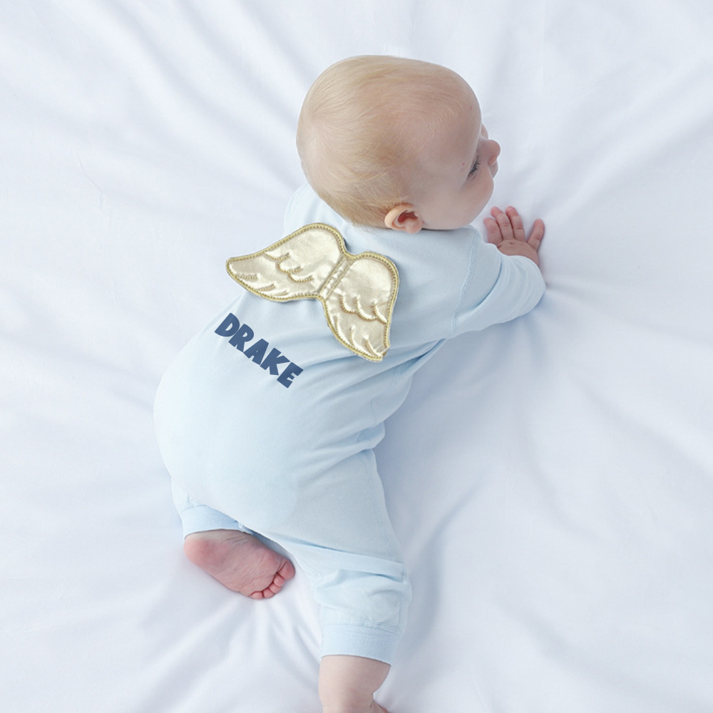 Personalized Baby Angel Wings Long Sleeve Romper | CWBaby120