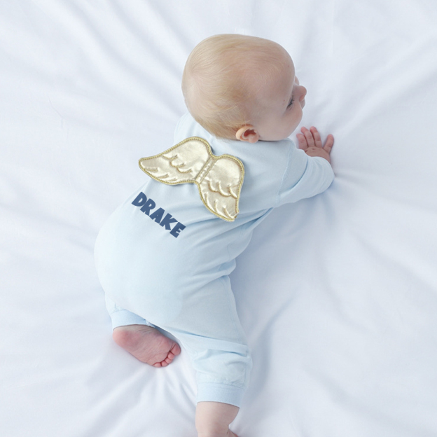 Personalized Baby Angel Wings Long Sleeve Romper | CWBaby120