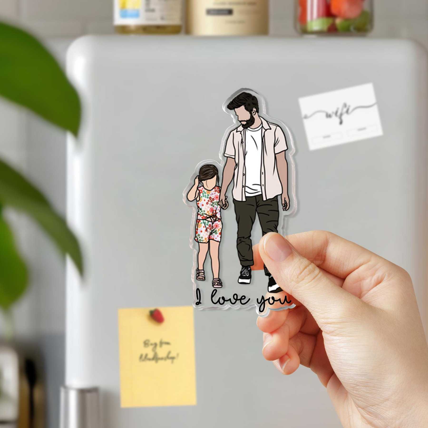 Personalized Illustrated Family Portrait Fridge Magnet | CWGift16