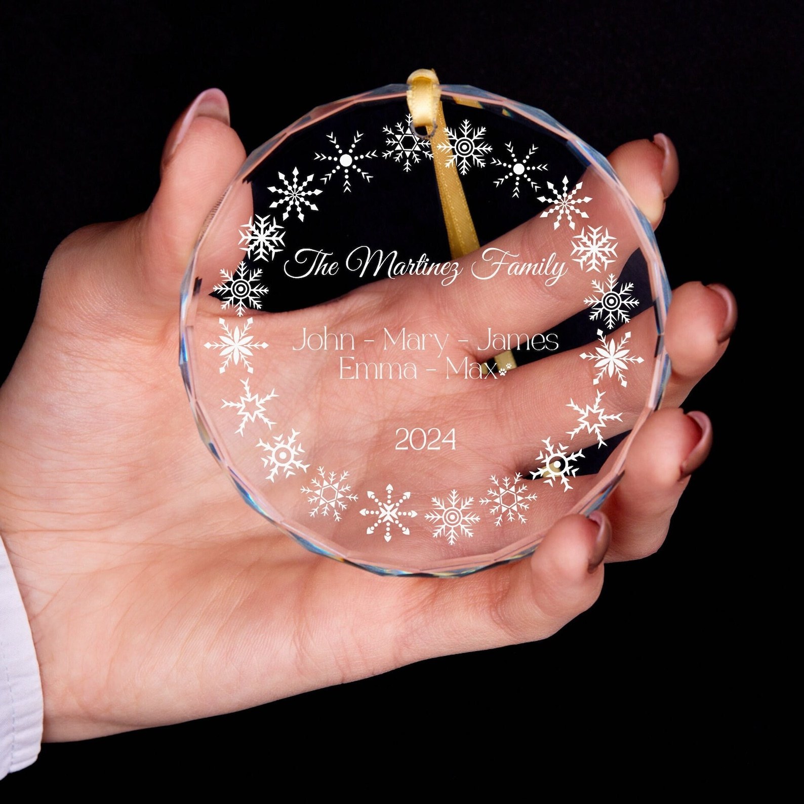 Personalized Glass Family Christmas Ornaments | CWGlass18