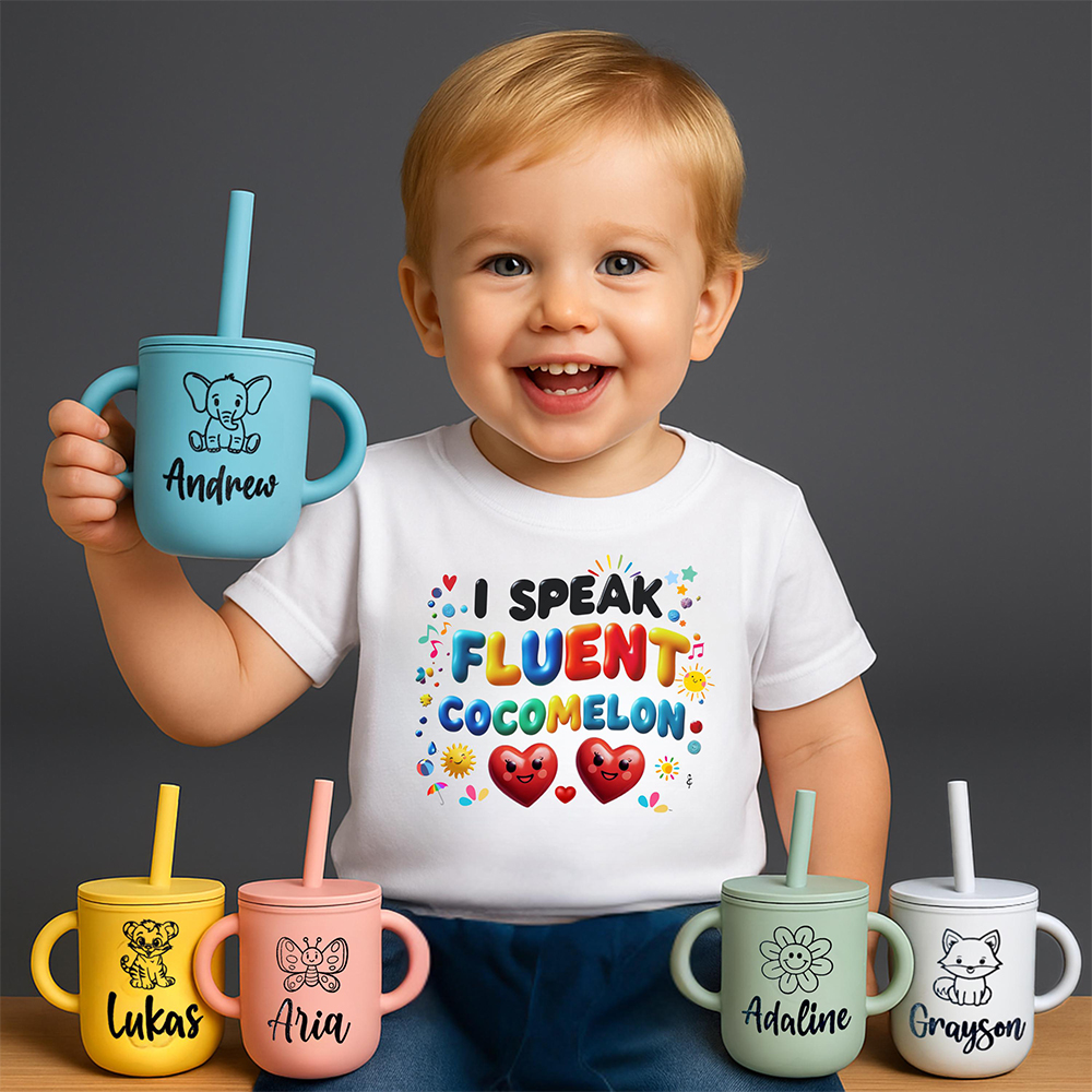 Personalised Baby Food Grade Sippy Silicone Cup | CWBaby443
