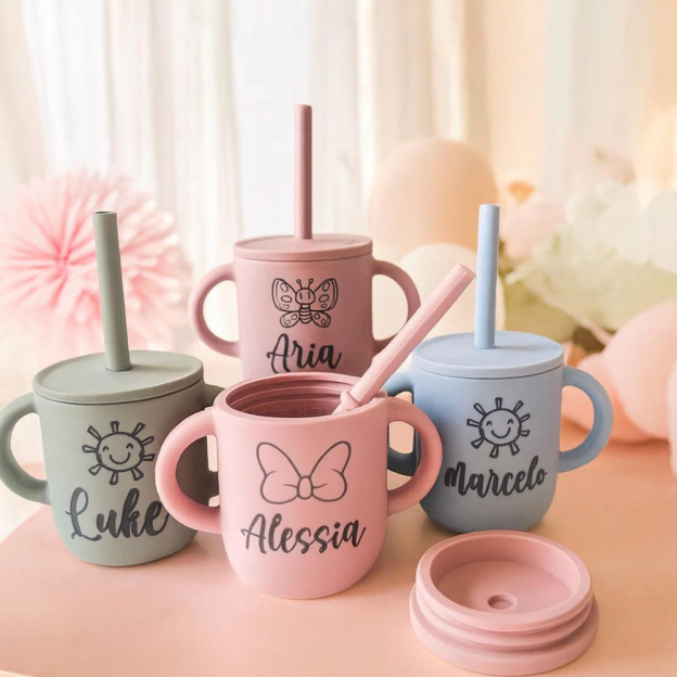 Personalised Baby Food Grade Sippy Silicone Cup | CWBaby443