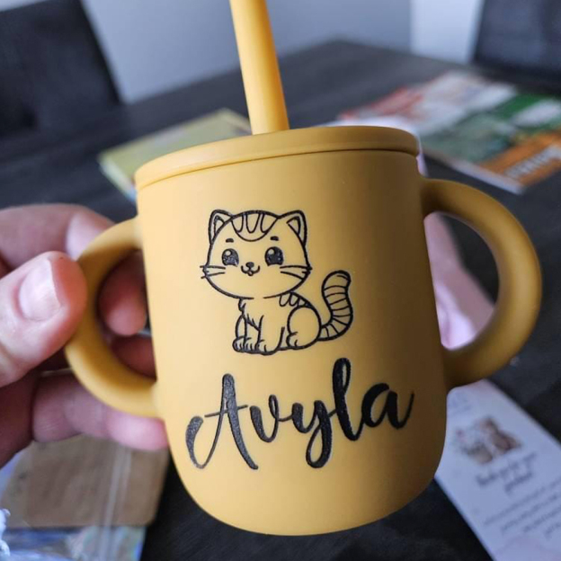 Personalised Baby Food Grade Sippy Silicone Cup | CWBaby443
