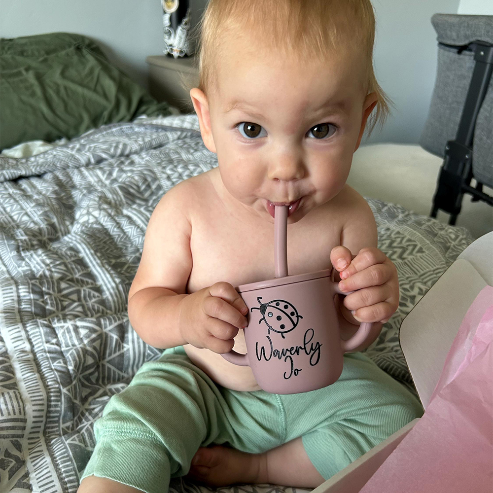 Personalised Baby Food Grade Sippy Silicone Cup | CWBaby443