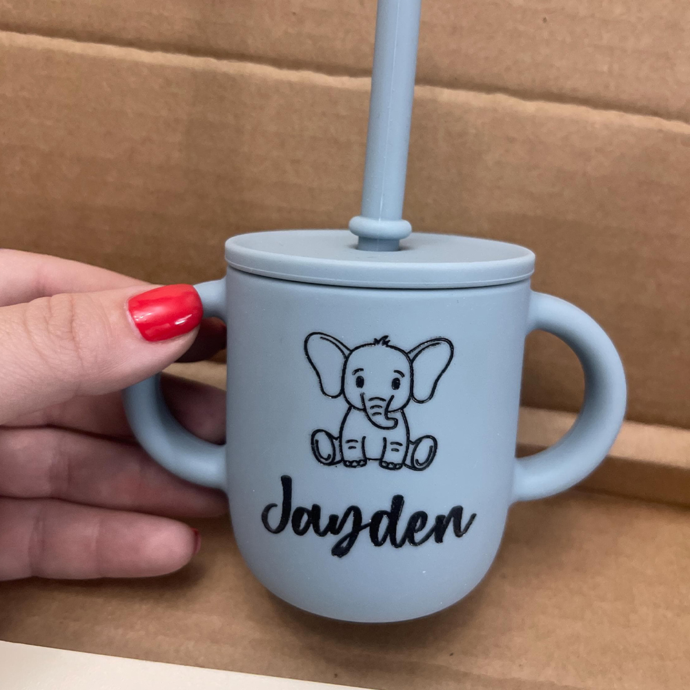 Personalised Baby Food Grade Sippy Silicone Cup | CWBaby443