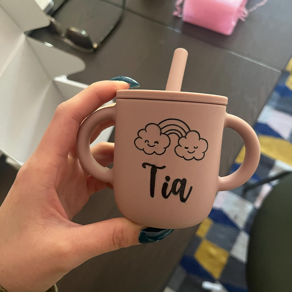 Personalised Baby Food Grade Sippy Silicone Cup | CWBaby443