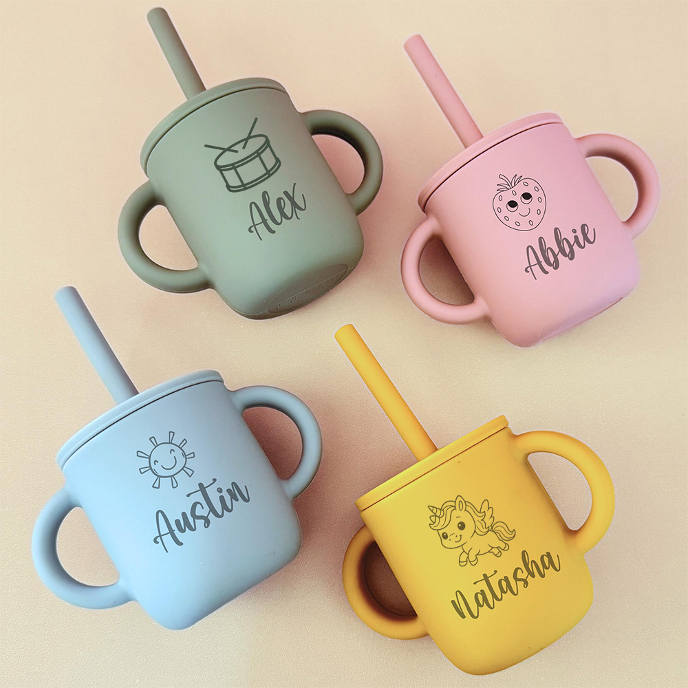 Personalised Baby Food Grade Sippy Silicone Cup | CWBaby443
