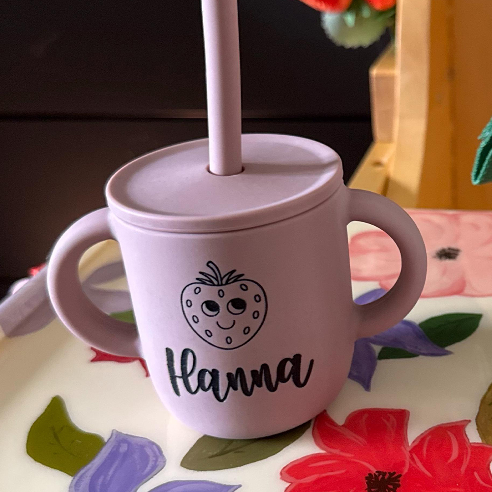 Personalised Baby Food Grade Sippy Silicone Cup | CWBaby443