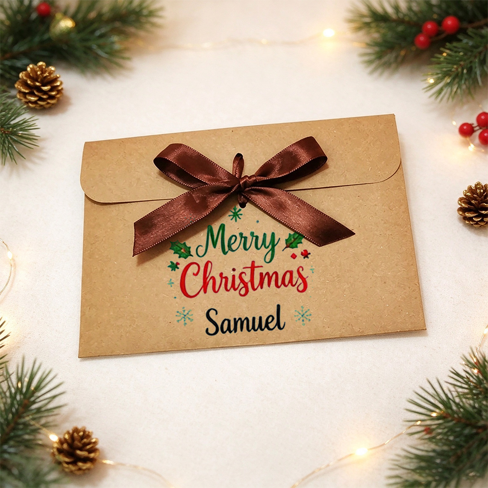 Personalized Christmas Lovely Money Holder with Satin Ribbon | MCGift443