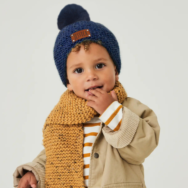 Personalized Embroidery Kid Colorful Pom Pom Hat | HSKid49