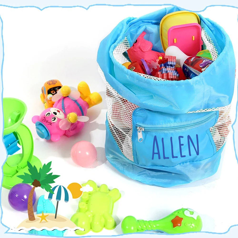 Personalized Portable Mesh Beach Foldable Drawstring Storage Bag | CWBeach95