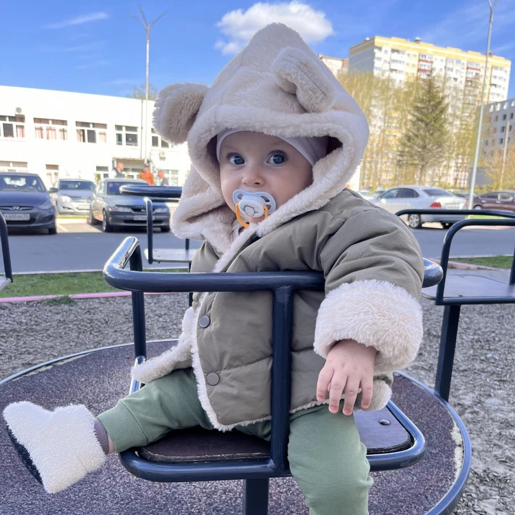 Personalized Toddler Lovely Bear Winter Warm Plush Hooded Jacket | CWBaby360