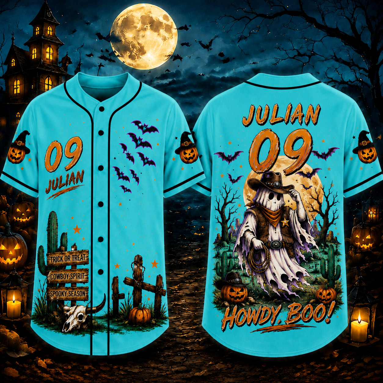Personalized Halloween Button Up Baseball Jersey For Kid & Adult | CWHalloween100