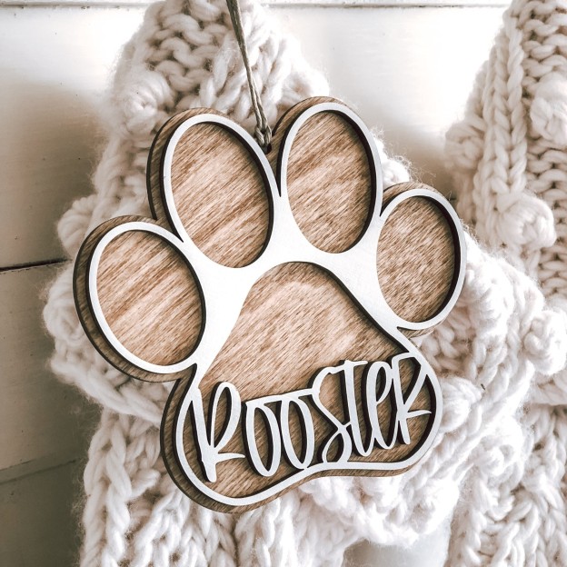 Personalized Wooden Christmas Paw Stocking Tags | MCGift55