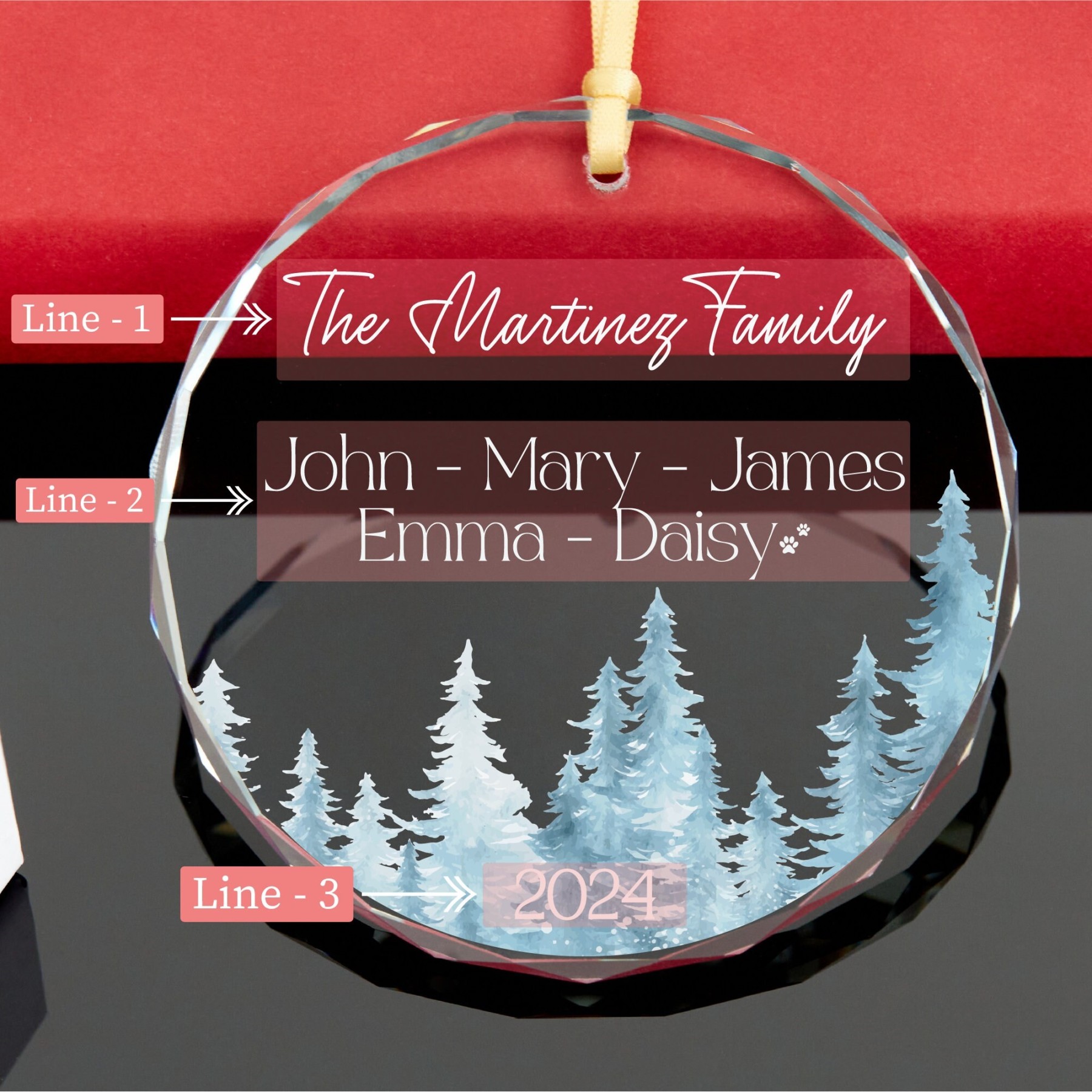 Personalized Glass Family Christmas Ornaments | CWGlass09