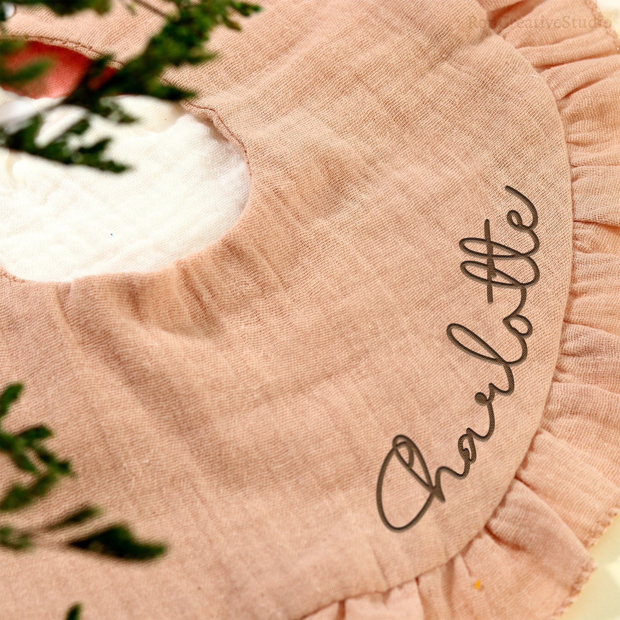 Personalized Embroidered Baby Name Muslin Bib | CWBaby216