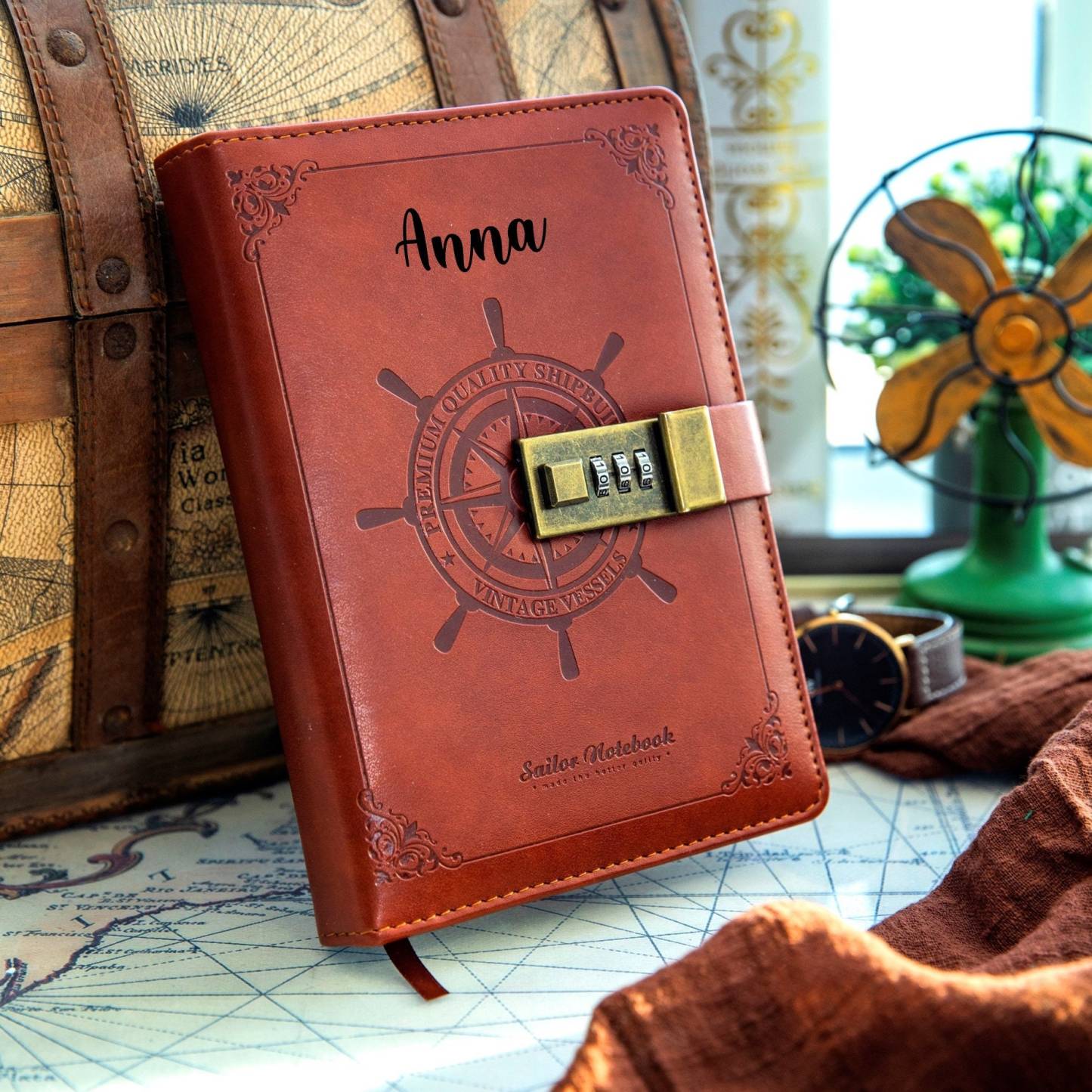 Personalized Vintage Helm Diary With Lock