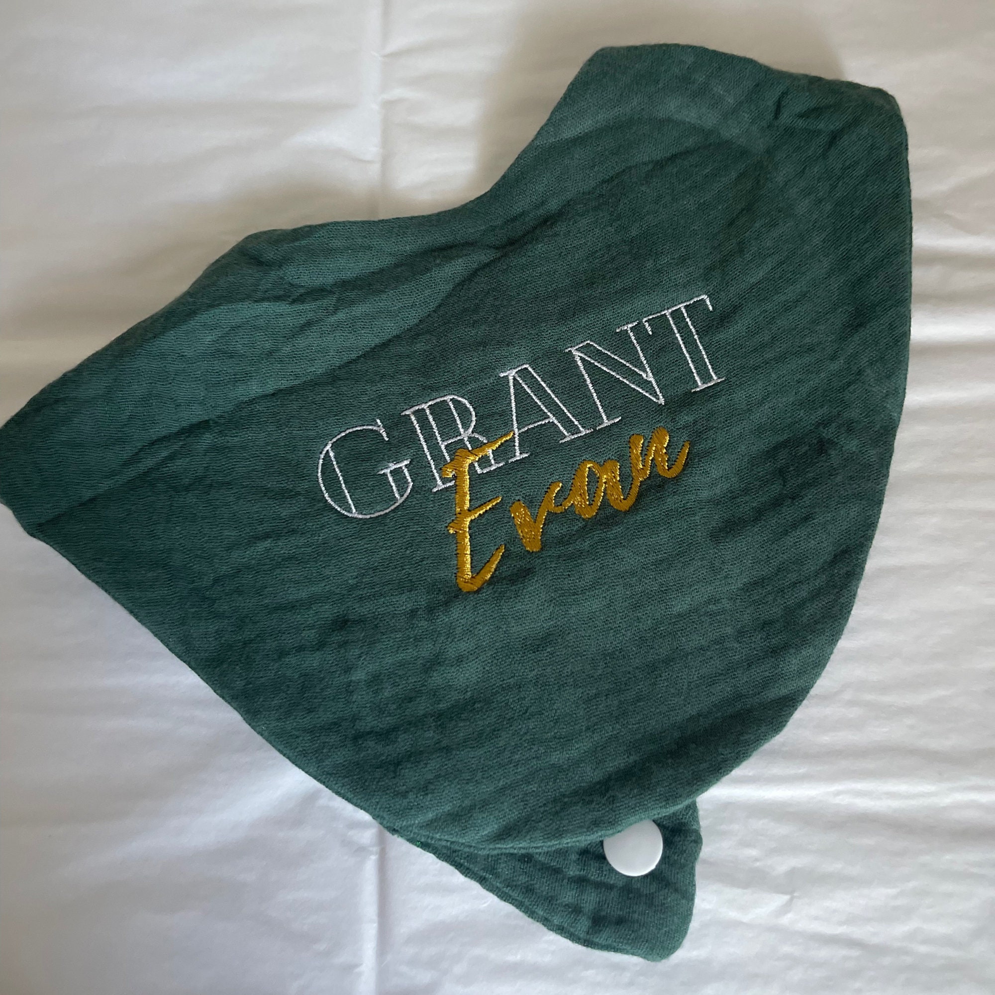 Personalized Embroidered Baby Muslin Bibs | CWBaby83