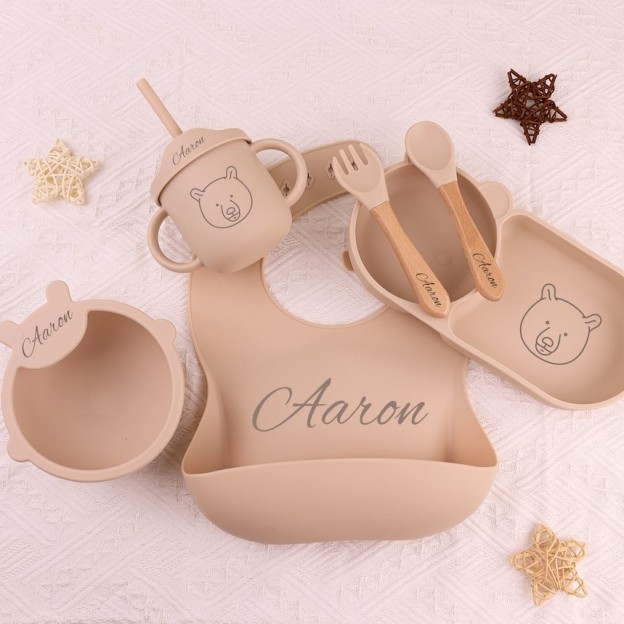 Personalised Baby Food Grade Silicone Weaning Set | CWBaby108