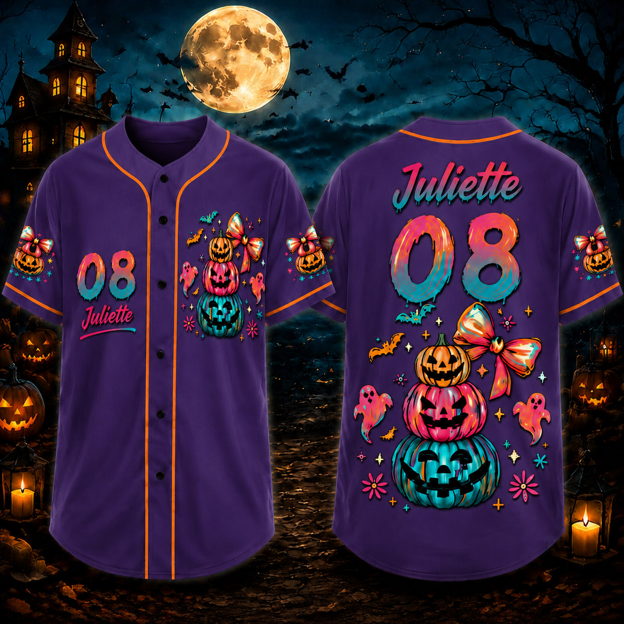 Personalized Halloween Button Up Baseball Jersey For Kid & Adult | CWHalloween103
