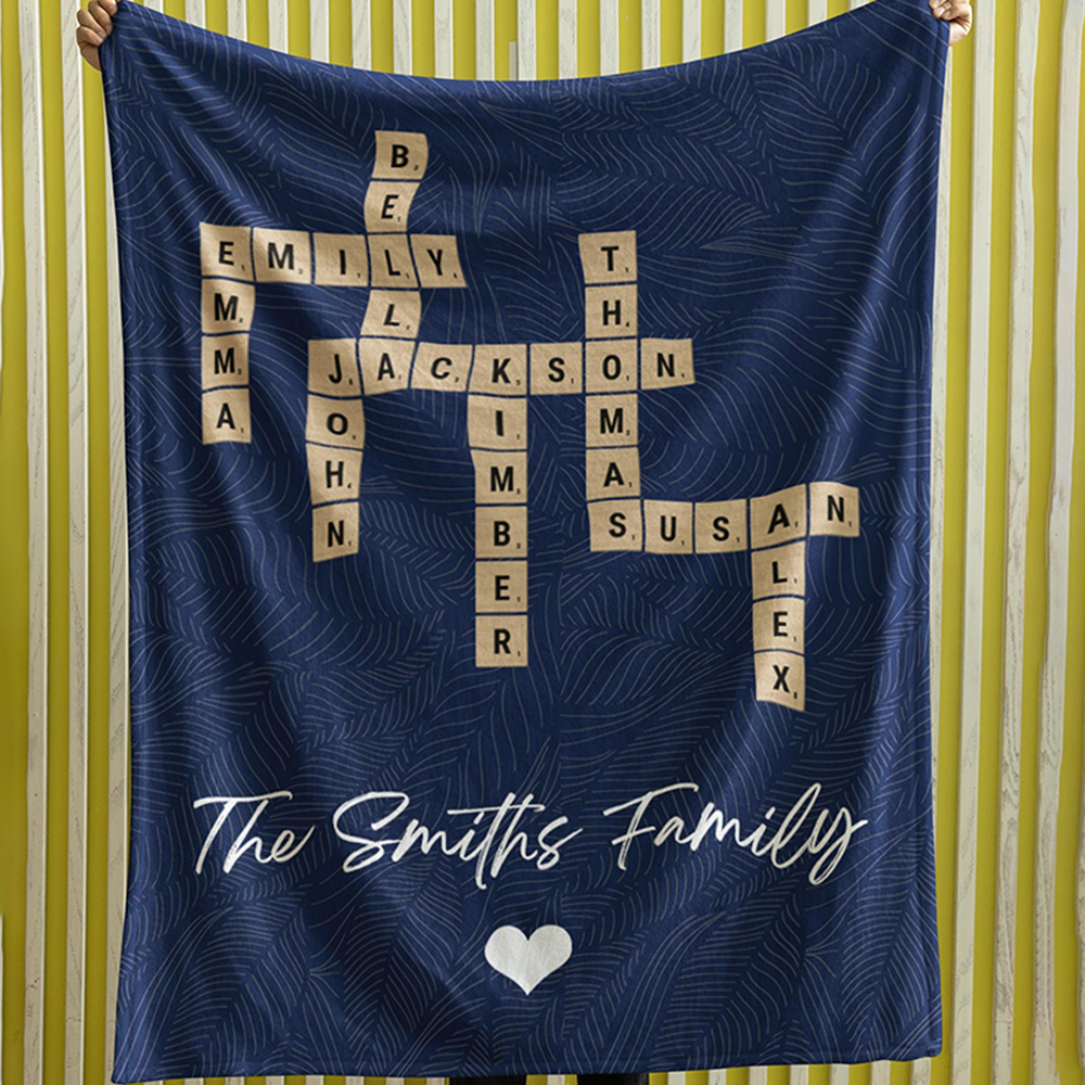 Personalized Family Name Crossword Blanket for Comfort & Unique | BKName16