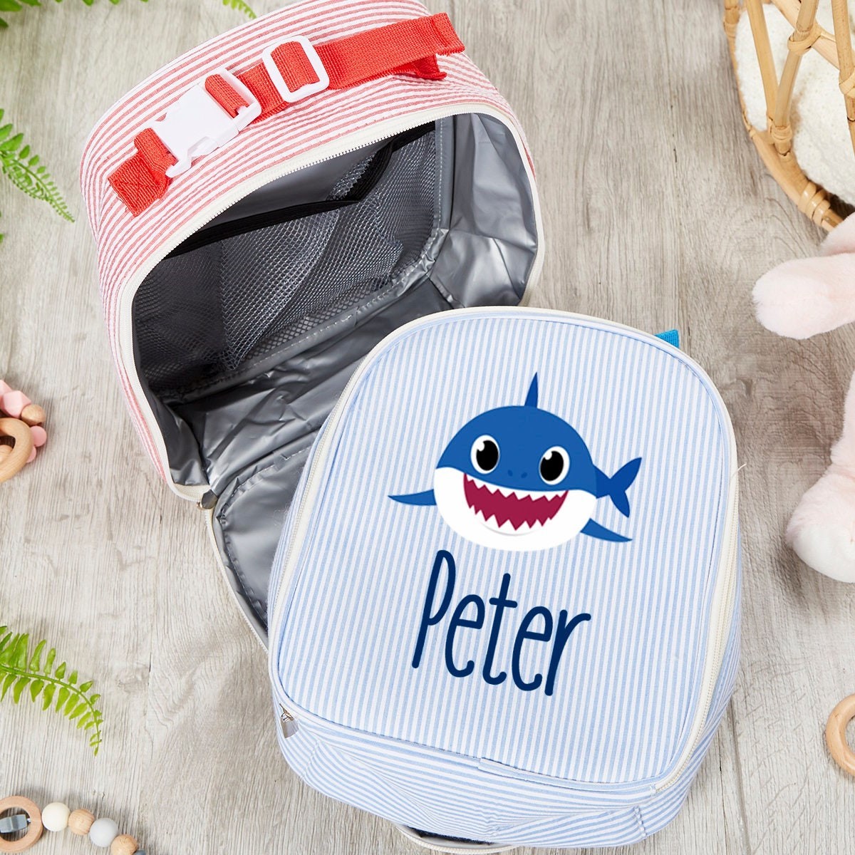 Personalized Cute Pattern Kids Seersucker Lunch Bag