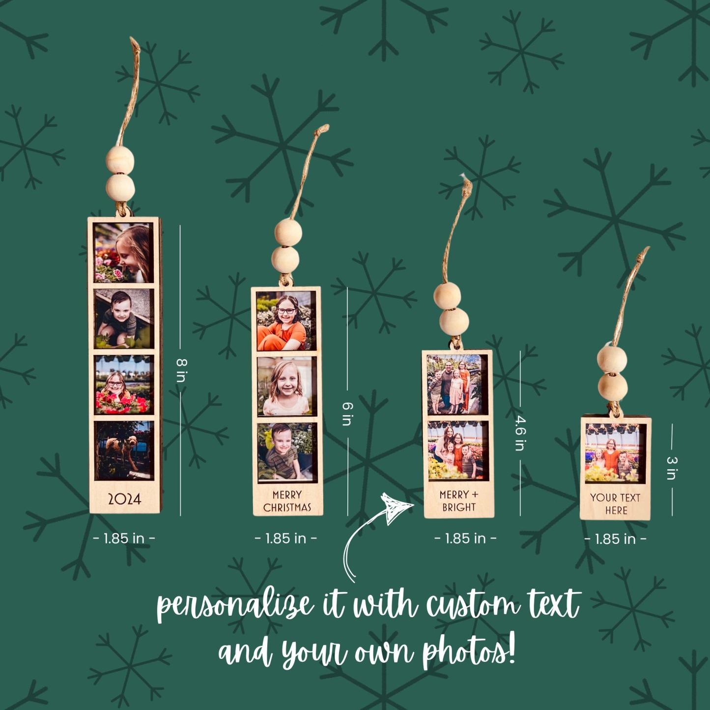Personalized Wooden Christmas Photo Strip Ornaments | MCGift75