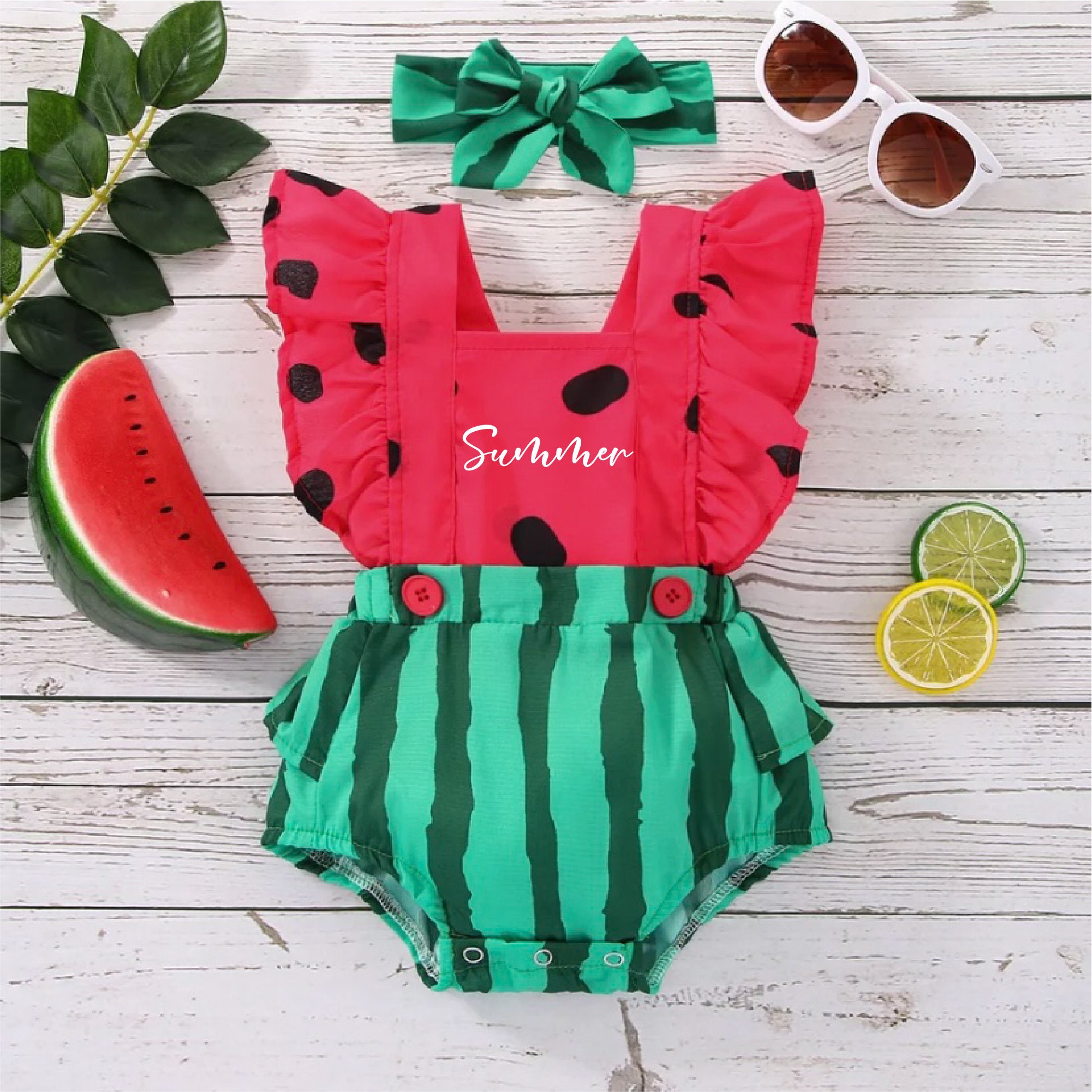 Personalised Baby Girl Watermelon Outfit Set | CWBaby219